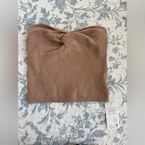 Brown/Tan Strapless Knit Top